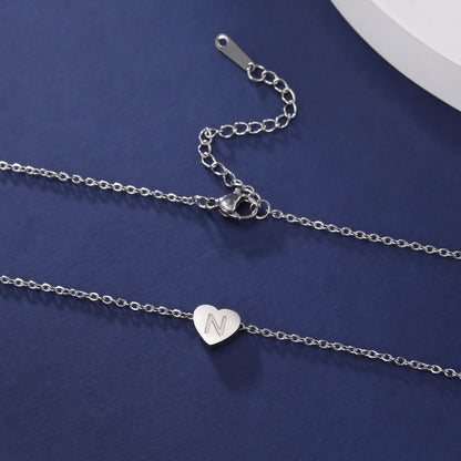 Stainless Steel Titanium Steel Simple Style Letter Heart Shape Plating Pendant Necklace