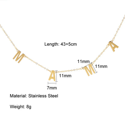 Stainless Steel Titanium Steel Simple Style Letter Plating Pendant Necklace