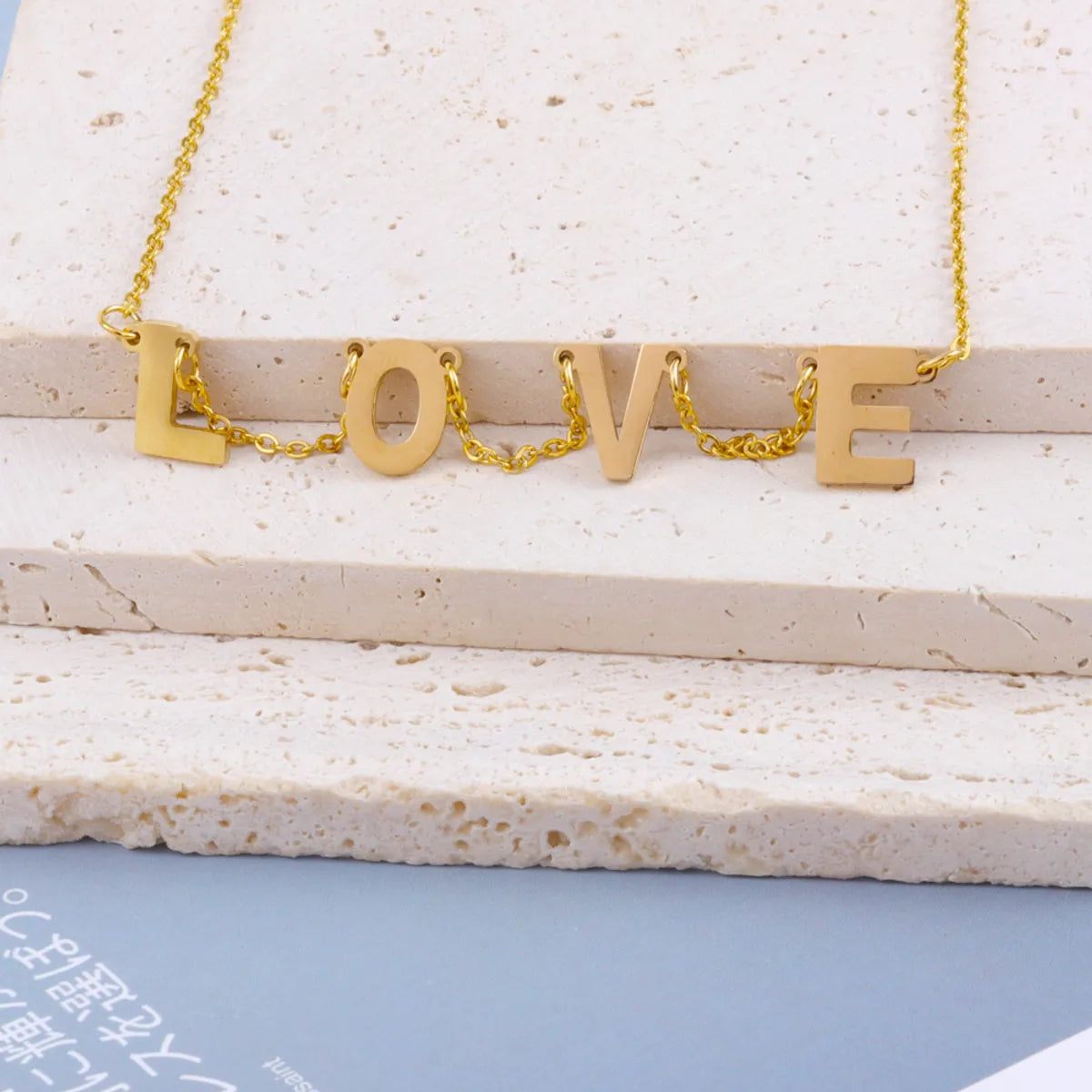 Stainless Steel Titanium Steel Simple Style Letter Plating Pendant Necklace