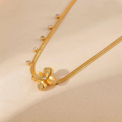 Stainless Steel Titanium Steel Vintage Style Flower Plating Pendant Necklace