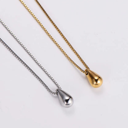 Stainless Steel Vintage Style Water Droplets Plating Pendant Necklace