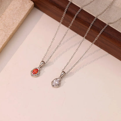 Stainless Steel White Gold Plated Gold Plated Elegant Asymmetrical Oval Plating Zircon Pendant Necklace