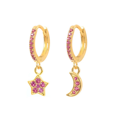 Star Moon Diamond Earrings Ear Hoop Fashion Earrings