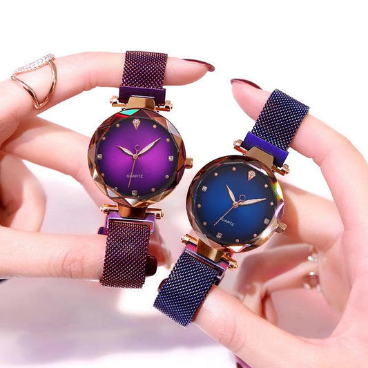 Starry Sky Female Watch Magnetite Magnet Milan Mesh Belt Watch Explosion Models Diamond-Set British Ladies Fashion Watch