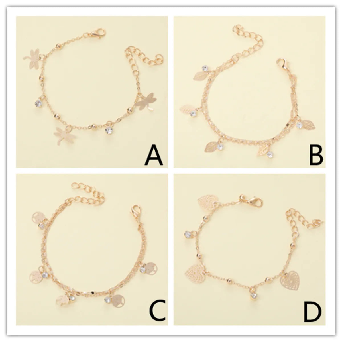 Steel Lady Simple Style Commute Inlay Leaves Heart Shape Butterfly Zircon Bracelets