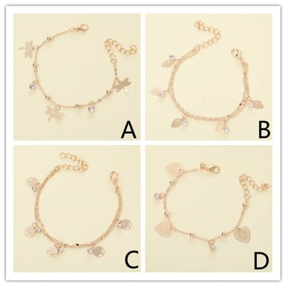 Steel Lady Simple Style Commute Inlay Leaves Heart Shape Butterfly Zircon Bracelets