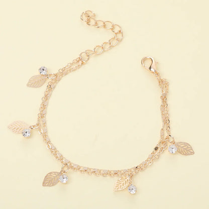 Steel Lady Simple Style Commute Inlay Leaves Heart Shape Butterfly Zircon Bracelets