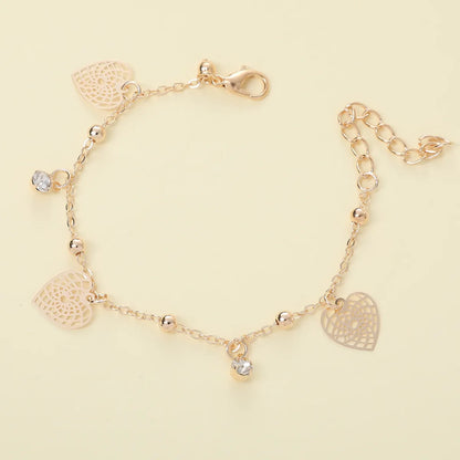 Steel Lady Simple Style Commute Inlay Leaves Heart Shape Butterfly Zircon Bracelets