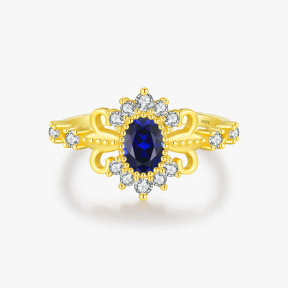 Sterling Silver 14K Gold Plated Elegant Retro French Style Plating Inlay Crown Zircon Rings