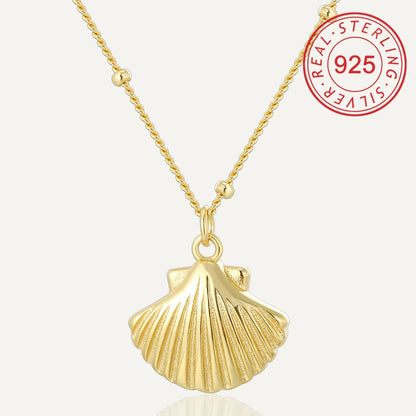 Sterling Silver 14K Gold Plated IG Style Simple Style Hollow Out Inlay Round Rhombus Shell Shell Zircon Pendant Necklace