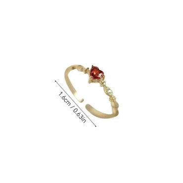 Sterling Silver 14K Gold Plated Inlay Heart Shape Zircon Open Rings