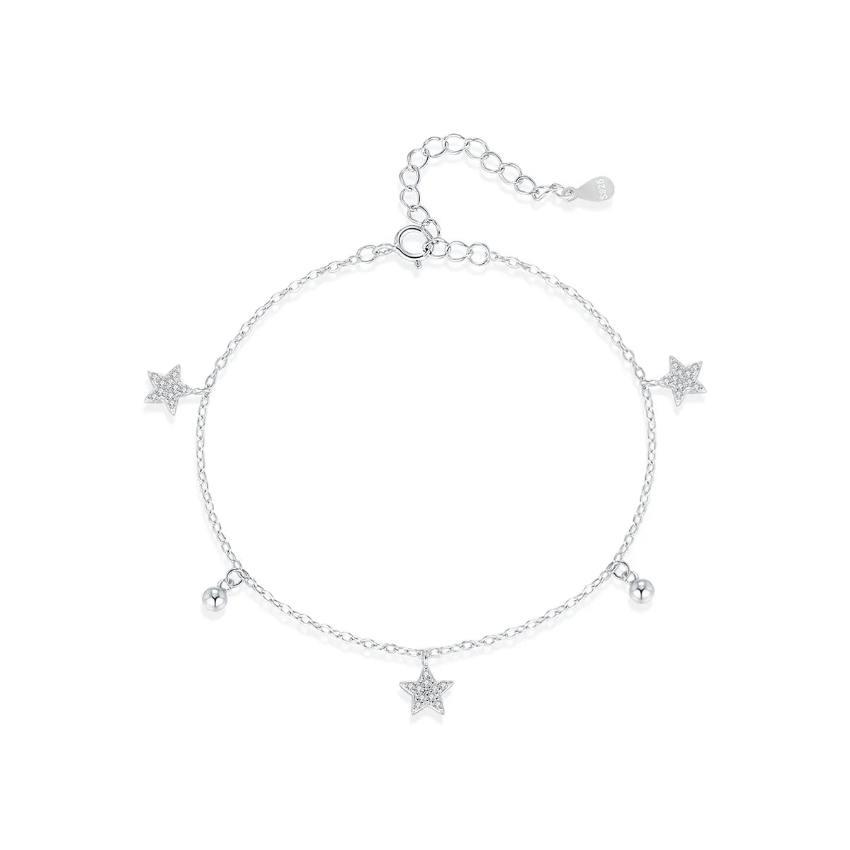 Sterling Silver 14K Gold Plated Rhodium Plated Inlay Star Zircon Bracelets