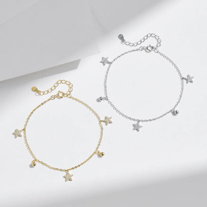 Sterling Silver 14K Gold Plated Rhodium Plated Inlay Star Zircon Bracelets