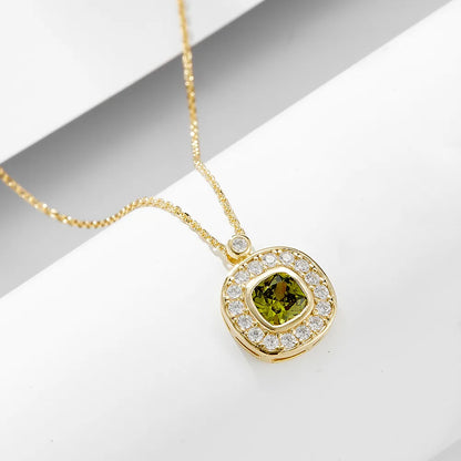 Sterling Silver 14K Gold Plated Rhodium Plated Oval Zircon Pendant Necklace