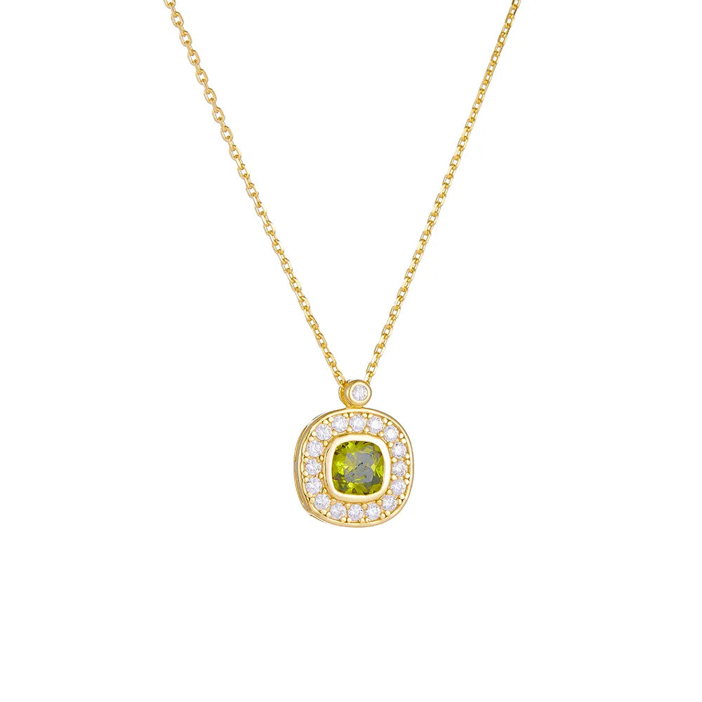 Sterling Silver 14K Gold Plated Rhodium Plated Oval Zircon Pendant Necklace