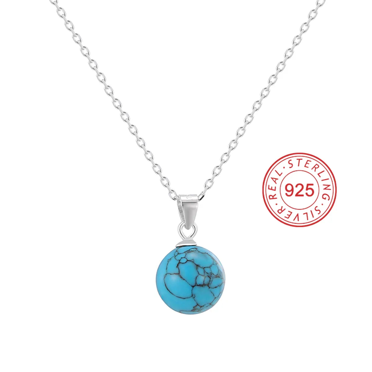 Sterling Silver 14K Gold Plated Silver Plated Casual Simple Style Hollow Out Inlay Star Ball Anchor Turquoise Zircon Pendant Necklace