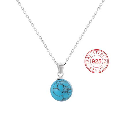 Sterling Silver 14K Gold Plated Silver Plated Casual Simple Style Hollow Out Inlay Star Ball Anchor Turquoise Zircon Pendant Necklace