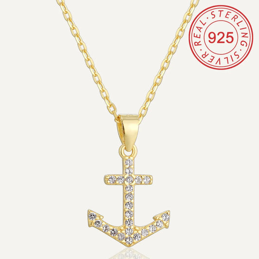 Sterling Silver 14K Gold Plated Silver Plated Casual Simple Style Hollow Out Inlay Star Ball Anchor Turquoise Zircon Pendant Necklace