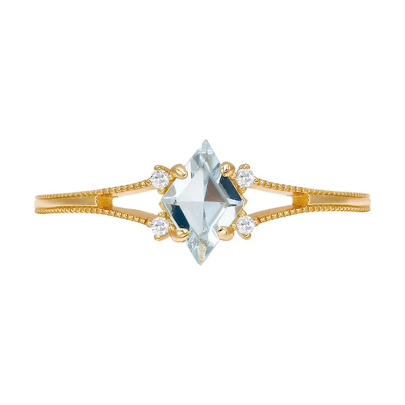 Sterling Silver 14K Gold Plated Simple Style Inlay Geometric Topaz Rings