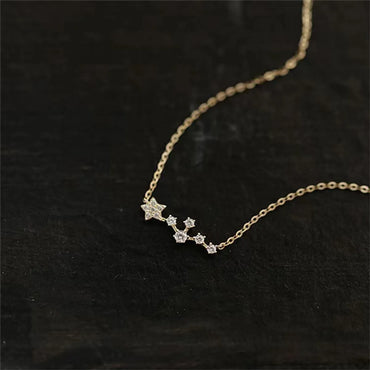 Sterling Silver 14K Gold Plated Simple Style Star Inlay Zircon Necklace