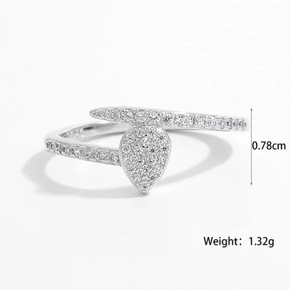 Sterling Silver 14K Gold Plated White Gold Plated Elegant Plating Inlay Round Oval Water Droplets Zircon Rings