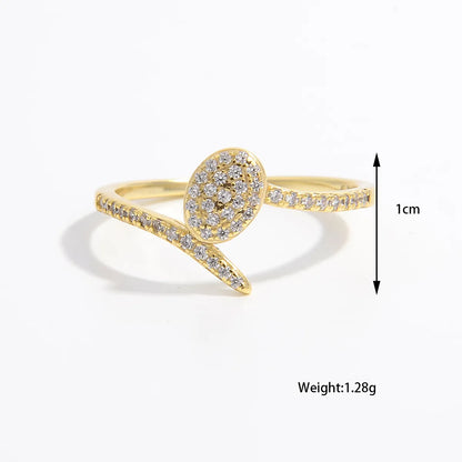 Sterling Silver 14K Gold Plated White Gold Plated Elegant Plating Inlay Round Oval Water Droplets Zircon Rings