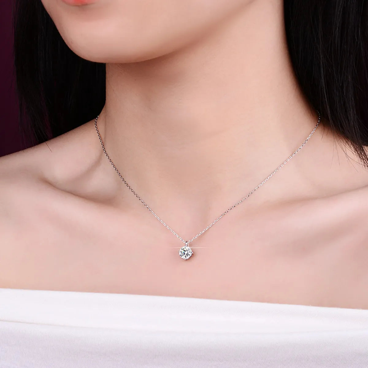 Sterling Silver 14K Gold Plated White Gold Plated Lady Inlay Geometric Zircon Pendant Necklace