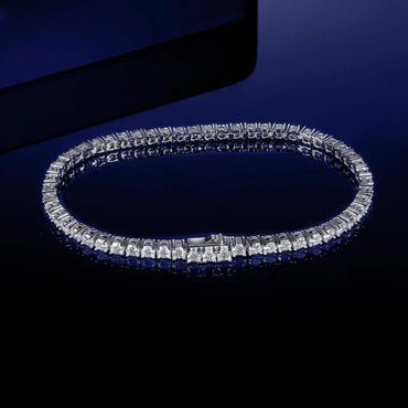 Sterling Silver 18K Gold Plated Casual Classic Style Round Plating Inlay Moissanite Tennis Bracelet