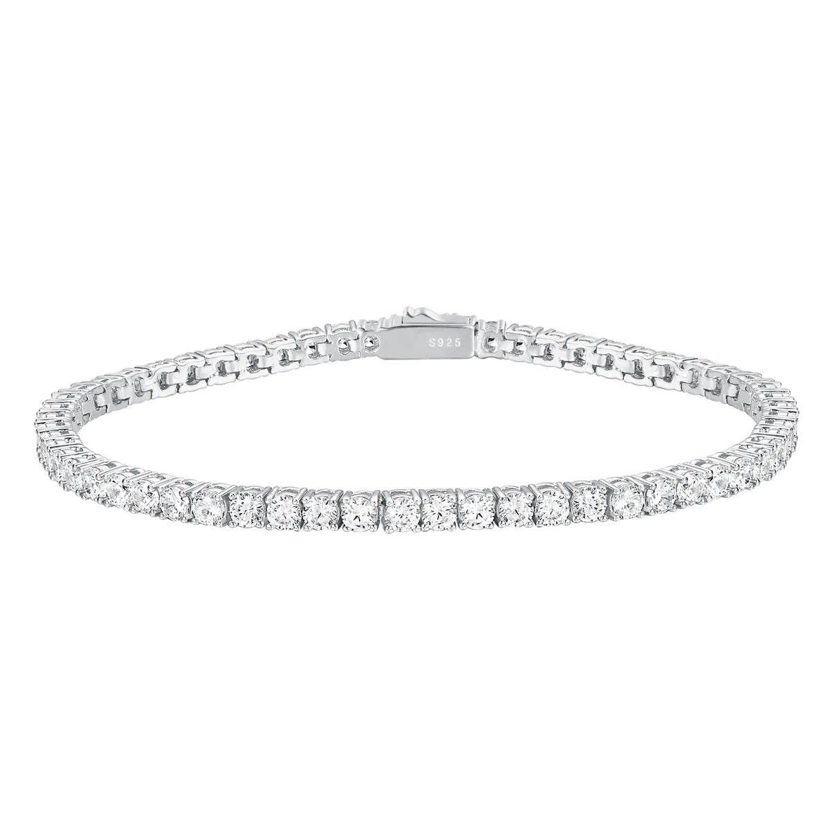 Sterling Silver 18K Gold Plated Elegant Glam Solid Color Zircon Tennis Bracelet