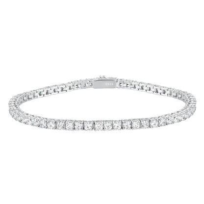 Sterling Silver 18K Gold Plated Elegant Glam Solid Color Zircon Tennis Bracelet