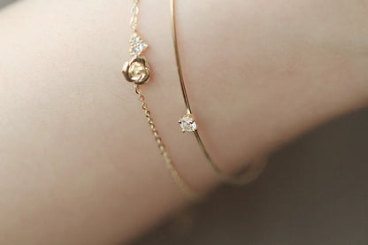 Sterling Silver 18K Gold Plated IG Style Simple Style Heart Shape Flower Inlay Zircon Bracelets