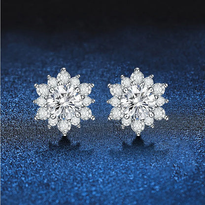 Sterling Silver 18K Gold Plated Plating Inlay U Shape Geometric Snowflake Moissanite Drop Earrings Earrings Ear Studs