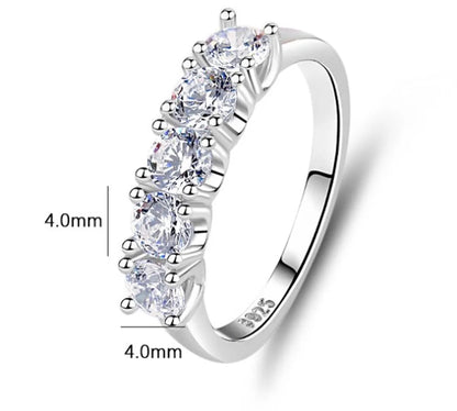 Sterling Silver Basic Simple Style U Shape Inlay Zircon Rings