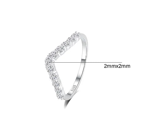 Sterling Silver Casual Simple Style Classic Style Plating Inlay V Shape Zircon Rings