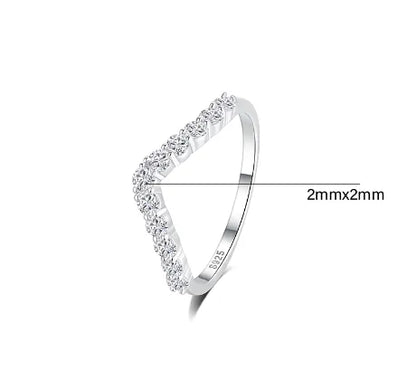 Sterling Silver Casual Simple Style Classic Style Plating Inlay V Shape Zircon Rings