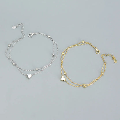 Sterling Silver Casual Simple Style Plating Heart Shape Bracelets