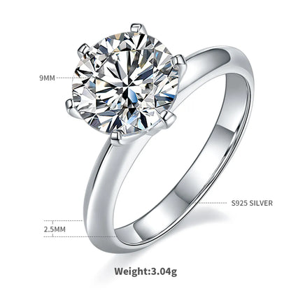 Sterling Silver Elegant GRA Certificate Plating Inlay Round Lab-Grown Diamonds Moissanite Rings