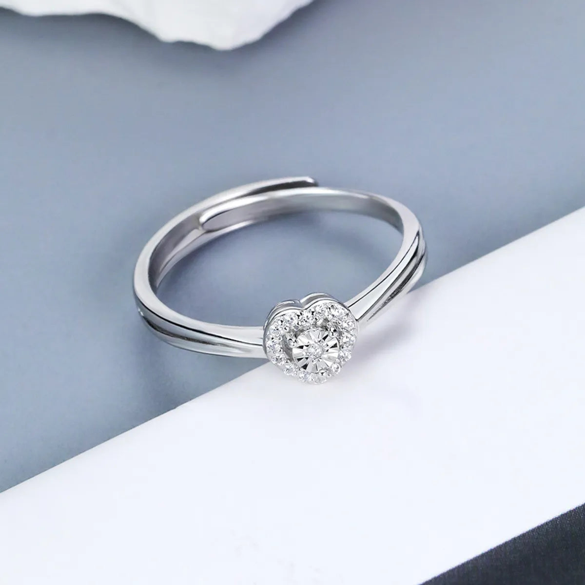 Sterling Silver Elegant Heart Shape Plating Open Rings