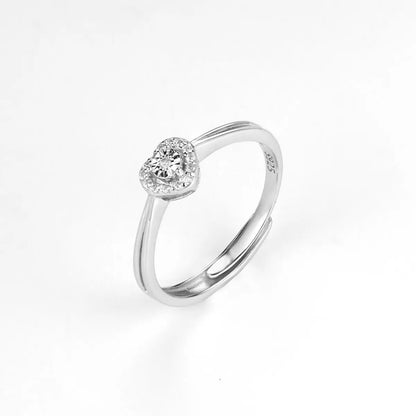 Sterling Silver Elegant Heart Shape Plating Open Rings