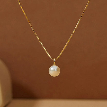 Sterling Silver Elegant Inlay Water Droplets Pearl Pendant Necklace