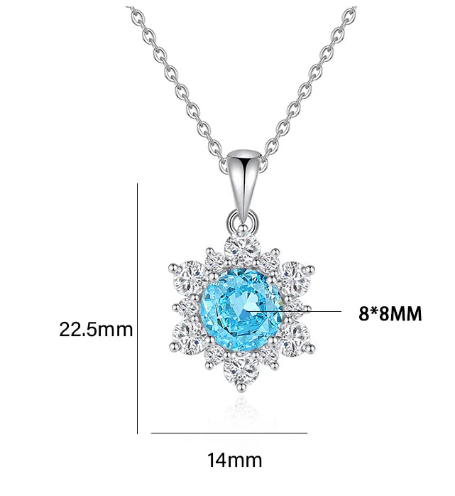 Sterling Silver Elegant Lady Streetwear Inlay Sun Snowflake Zircon Pendant Necklace