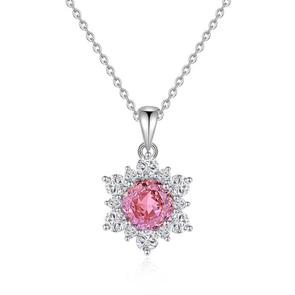 Sterling Silver Elegant Lady Streetwear Inlay Sun Snowflake Zircon Pendant Necklace