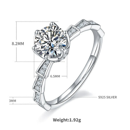 Sterling Silver Elegant Plating Inlay Round Moissanite Rings