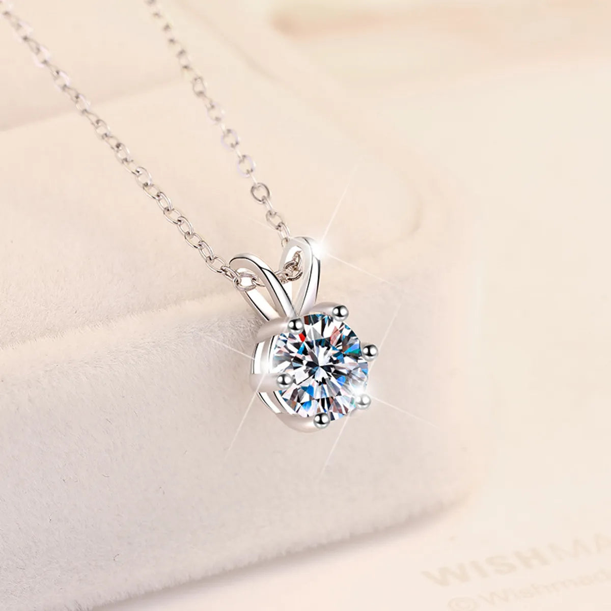 Sterling Silver Elegant Simple Style Geometric GRA Moissanite Zircon Pendant Necklace