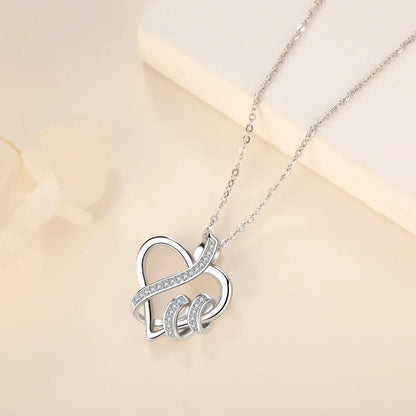 Sterling Silver Elegant Simple Style Heart Shape Inlay Zircon Pendant Necklace