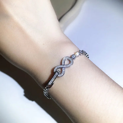 Sterling Silver Elegant Simple Style Infinity High Carbon Diamond Bracelets