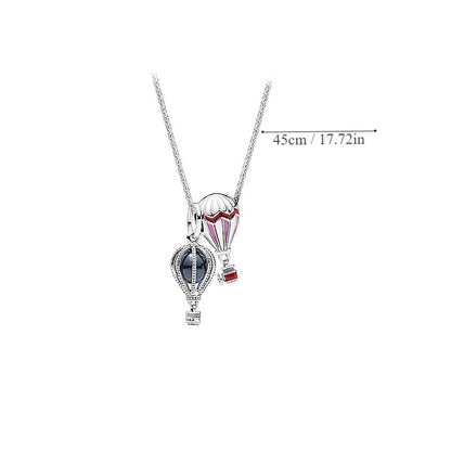 Sterling Silver Elegant Simple Style Inlay Hot Air Balloon Zircon Pendant Necklace