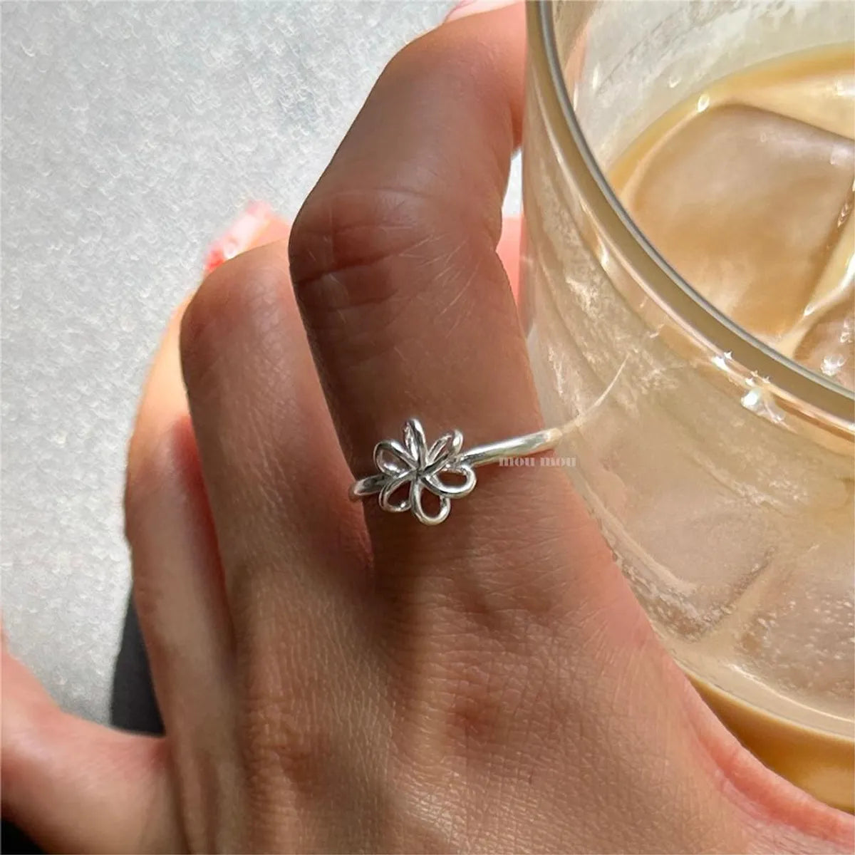 Sterling Silver Flower Open Rings