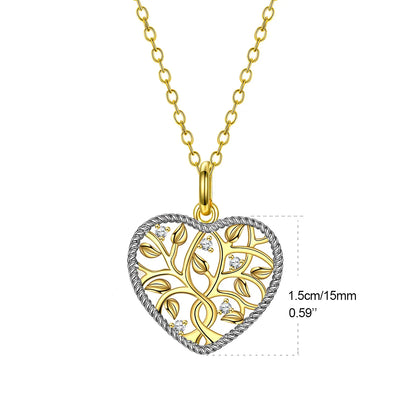 Sterling Silver Gold Plated Elegant Simple Style Leaf Heart Shape Plating Inlay Zircon Pendant Necklace