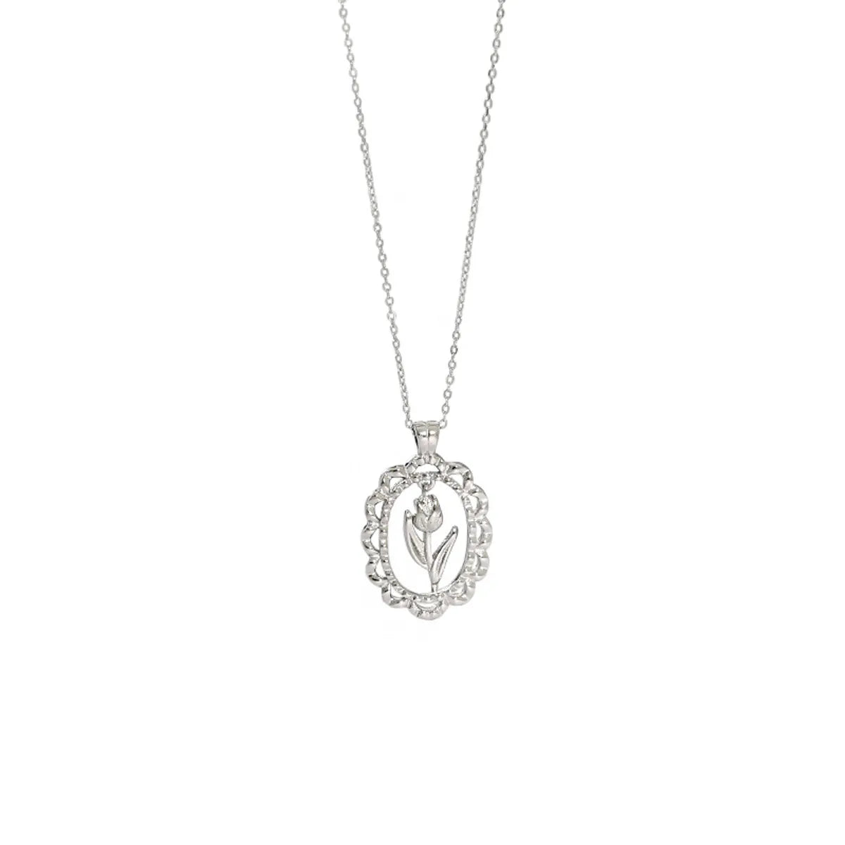 Sterling Silver Gold Plated Simple Style Classic Style Flower Plating Pendant Necklace